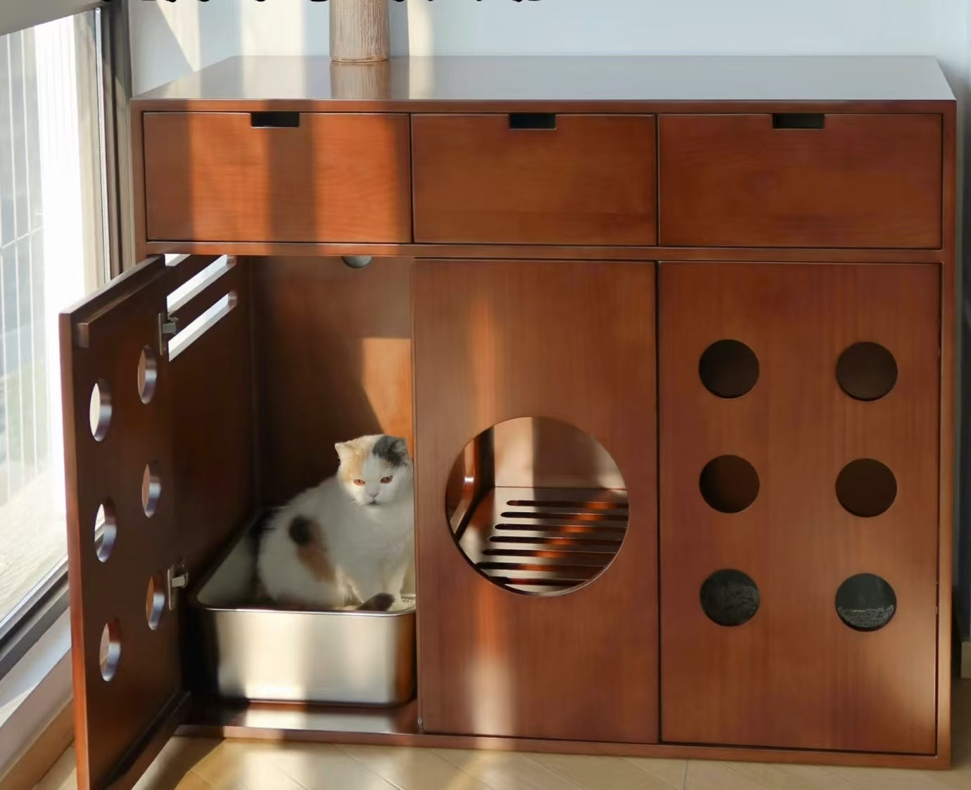 Hidden Litter Box Cabinet Furniture, Cat Litter Box Enclosure, Cat Litter Box Enclosure Cabinet with Cat Litter Box