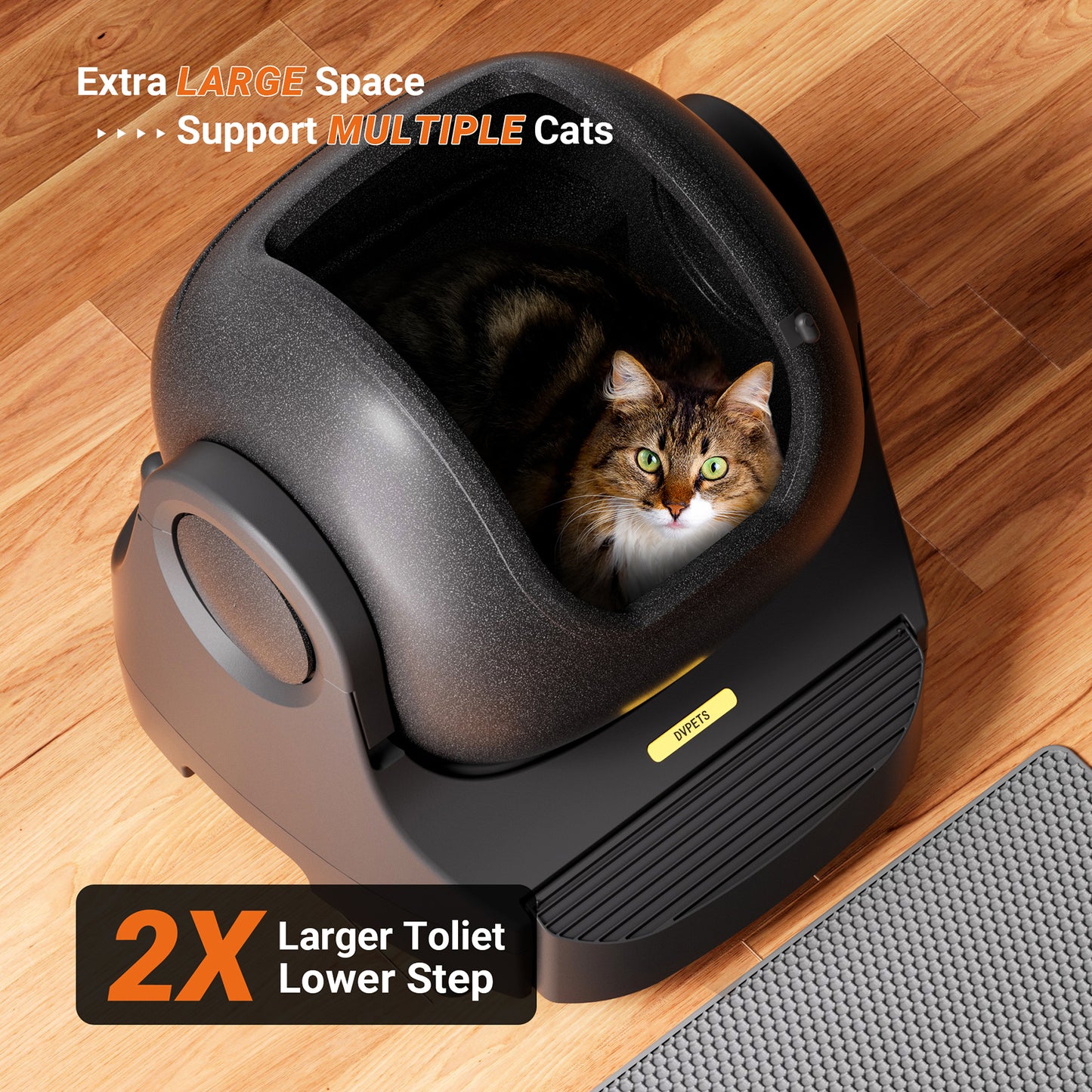 DVPETS Open-Top Self Cleaning Cat Litter Box, Smart Litter Box Max, BP24Z01